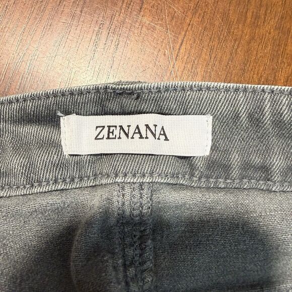 Zenana Flare Jeans Womens M Stretch Raw Hem Gray Denim Neutral Casual Boho - Picture 5 of 10